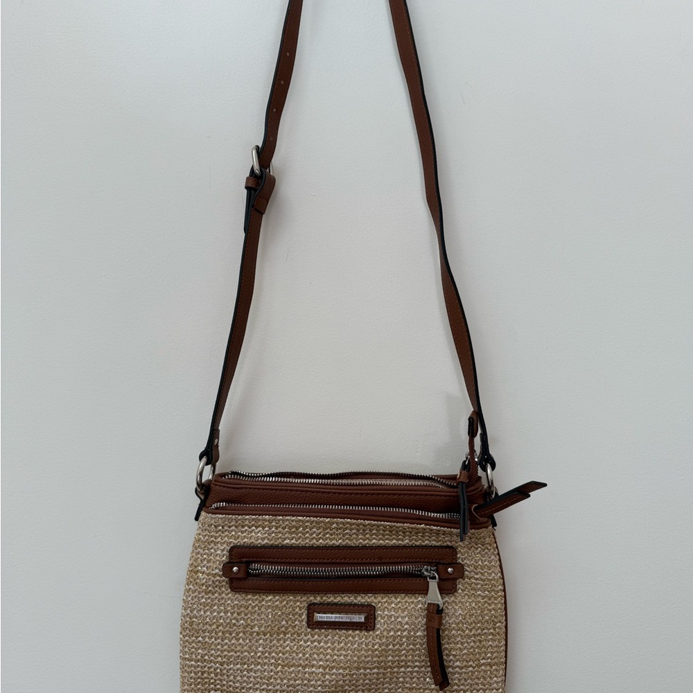 Dana Buchman Brown and Tan Crossbody Bag with Adjustable Strap